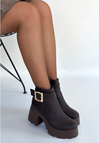 Pinma Acı Kahve Cilt Topuklu Bot