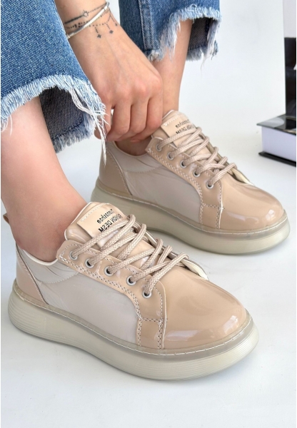 Piona Bej Rugan Bağcıklı Spor Ayakkabı