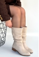 Plod Bej Cilt Körüklü Çizme