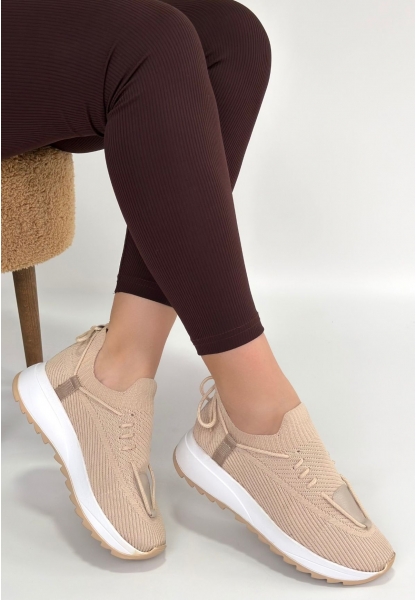 Renji Bej Triko Bağcıklı Spor Ayakkabı