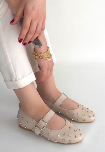 Ritta Bej Cilt Kemerli Babet Ayakkabı
