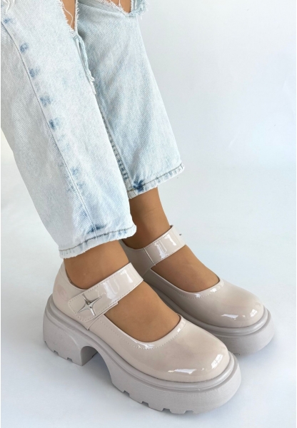 Siyat Bej Rugan Dolgu Topuk Oxford Ayakkabı