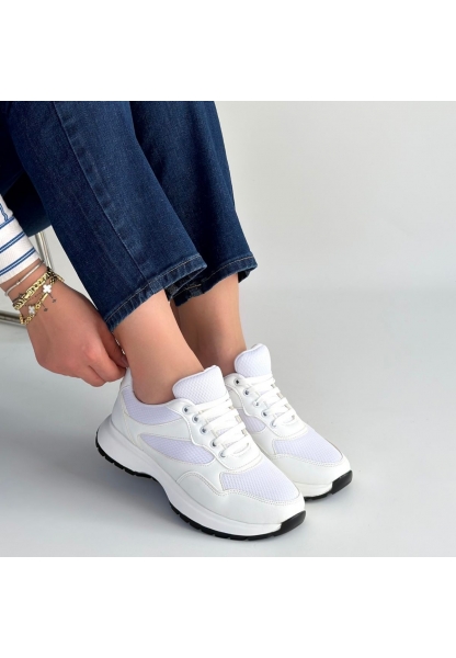 Slar Beyaz Cilt Spor Ayakkabı