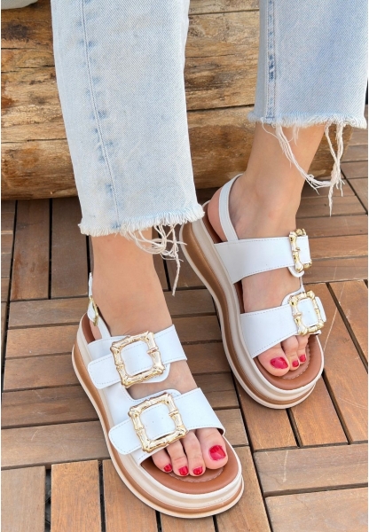 Stan Beyaz Cilt Sandalet