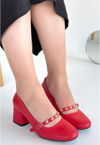 Tino Kırmızı Cilt Topuklu Ayakkabı