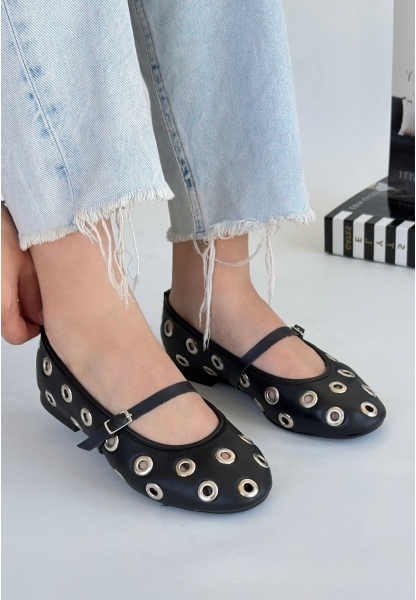 Tinta Siyah Cilt Babet Ayakkabı