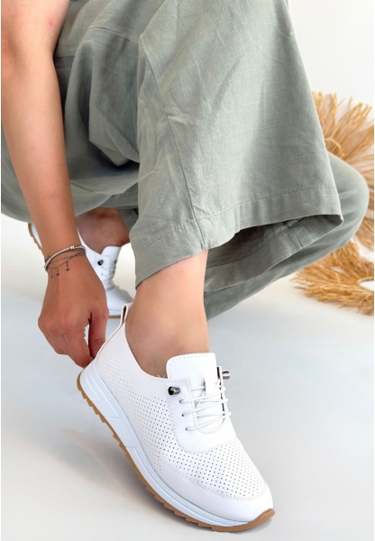 Tone Beyaz Cilt Bağcıklı Spor Ayakkabı