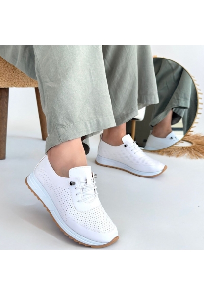 Tone Beyaz Cilt Bağcıklı Spor Ayakkabı
