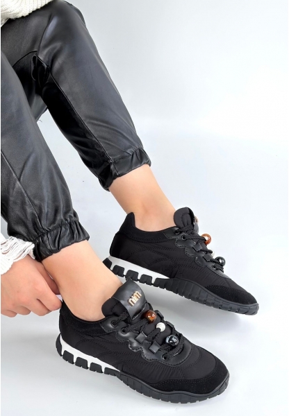 Tues Siyah Nubuk Bağcıklı Spor Ayakkabı