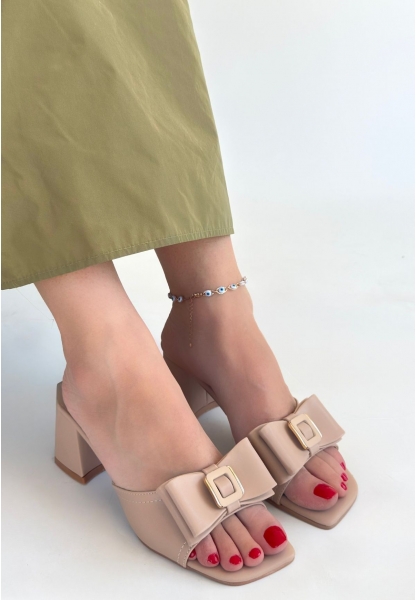 Veor Nude Cilt Topuklu Terlik