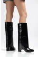 Wila Siyah Parlak Topuklu Tak Çıkar Çizme