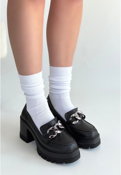 Winar Siyah Cilt Doldu Topuk Ayakkabı