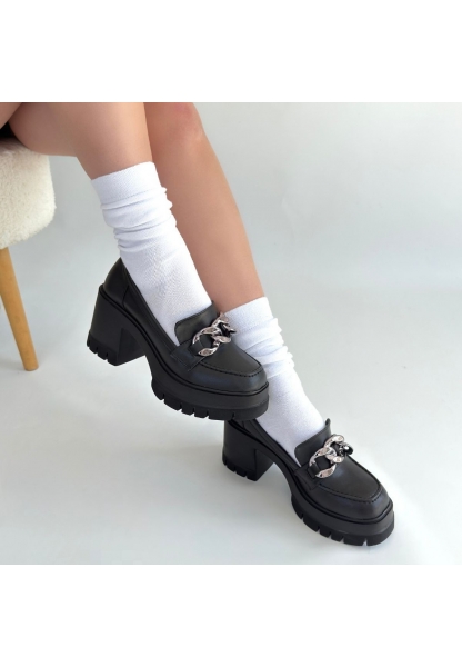 Winar Siyah Cilt Doldu Topuk Ayakkabı