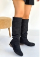 Winda Siyah Süet Körüklü Çizme