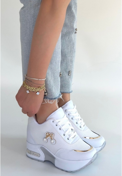 Wody Beyaz Cilt Simli Bağcıklı Spor Ayakkabı