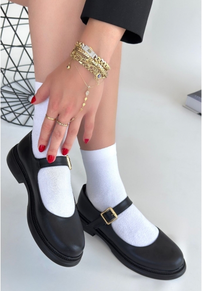 Yokox Siyah Cilt Oxford Ayakkabı