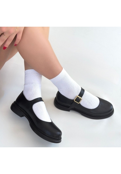 Yokox Siyah Cilt Oxford Ayakkabı