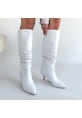 Zelya Beyaz Cilt Topuklu Çizme