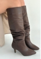 Zelya Kahverengi Cilt Topuklu Çizme