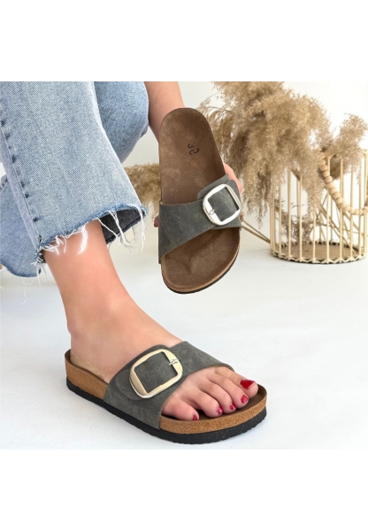 Zooy Yeşil Nubuk Terlik