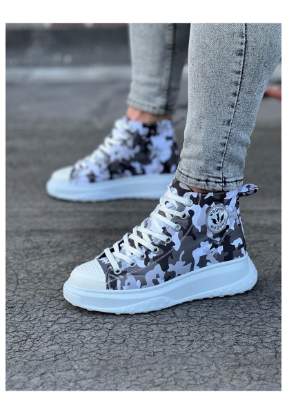 WG017 Beyaz Askeri Yarım Bilek Casual Ayakkabı