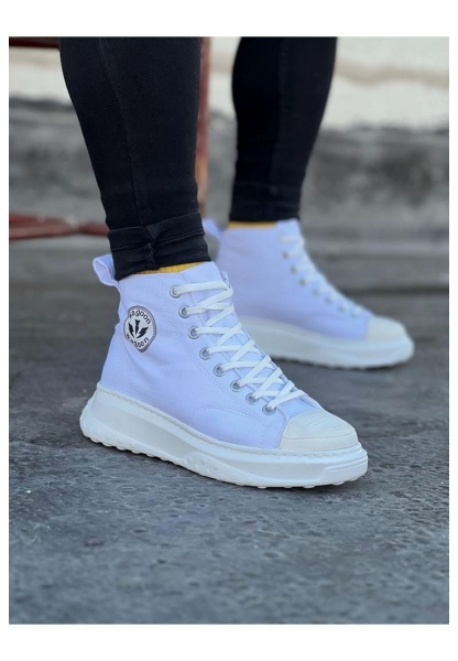 WG017 Beyaz Erkek Yarım Bilek Casual Ayakkabı