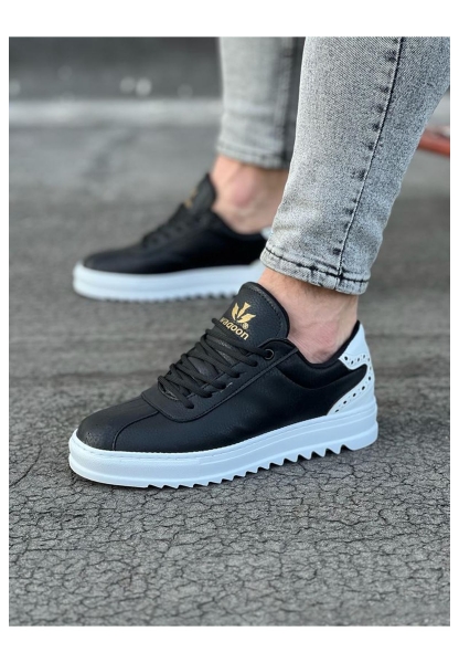 WG021 Siyah Beyaz Erkek Casual Ayakkabı