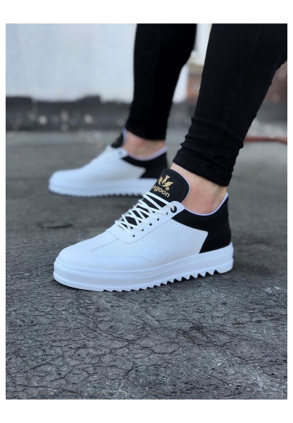 WG022 Beyaz Siyah Erkek Casual Ayakkabı