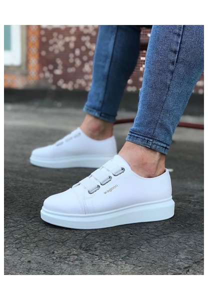 WG026 Beyaz Kalın Taban Casual Erkek Ayakkabı