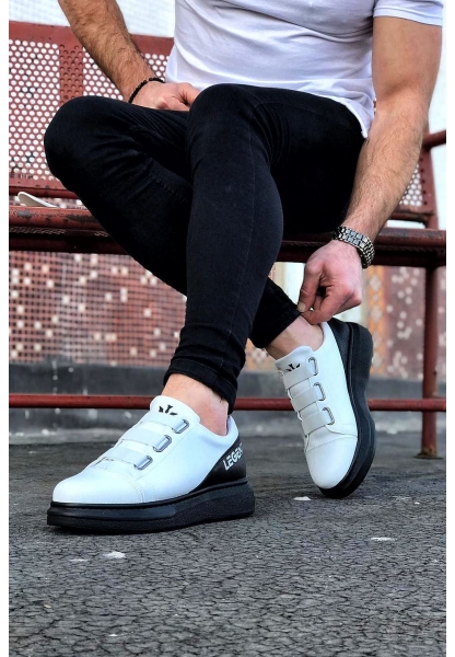  WG029 3 Bant Legend Beyaz Kömür Kalın Taban Casual Erkek Ayakkabı