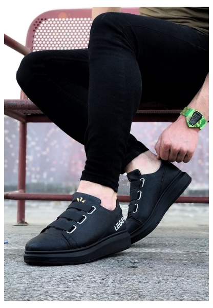  WG029 3 Bant Legend Kömür Kalın Taban Casual Erkek Ayakkabı