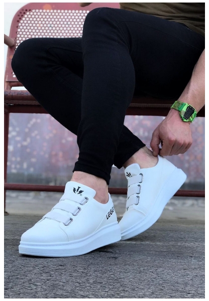 WG029 Beyaz Kalın Taban Casual Erkek Ayakkabı