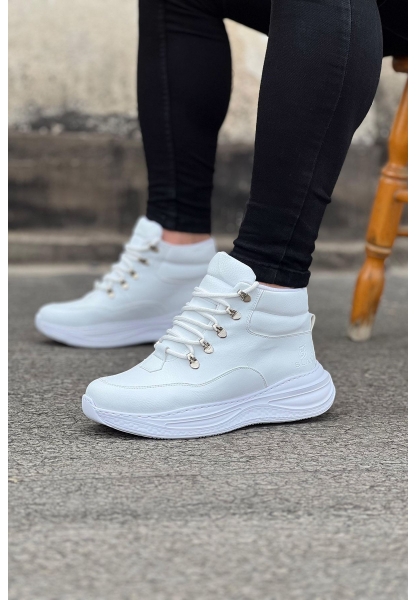 WG035 Beyaz Yüksek Taban Yarım Bilek Bot