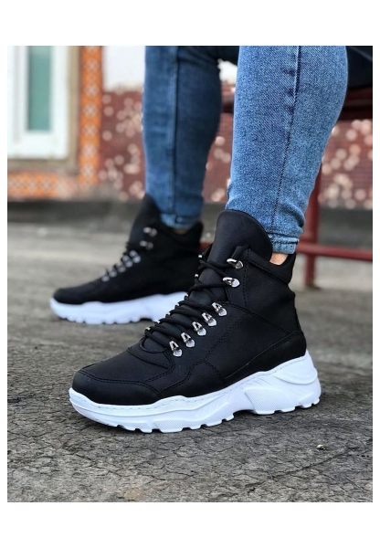  WG07 Siyah Renk Uzun Bağcıklı  Bot