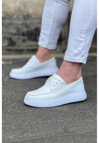  WG508 Beyaz Cilt Ortopedik Taban Erkek Casual Ayakkabı